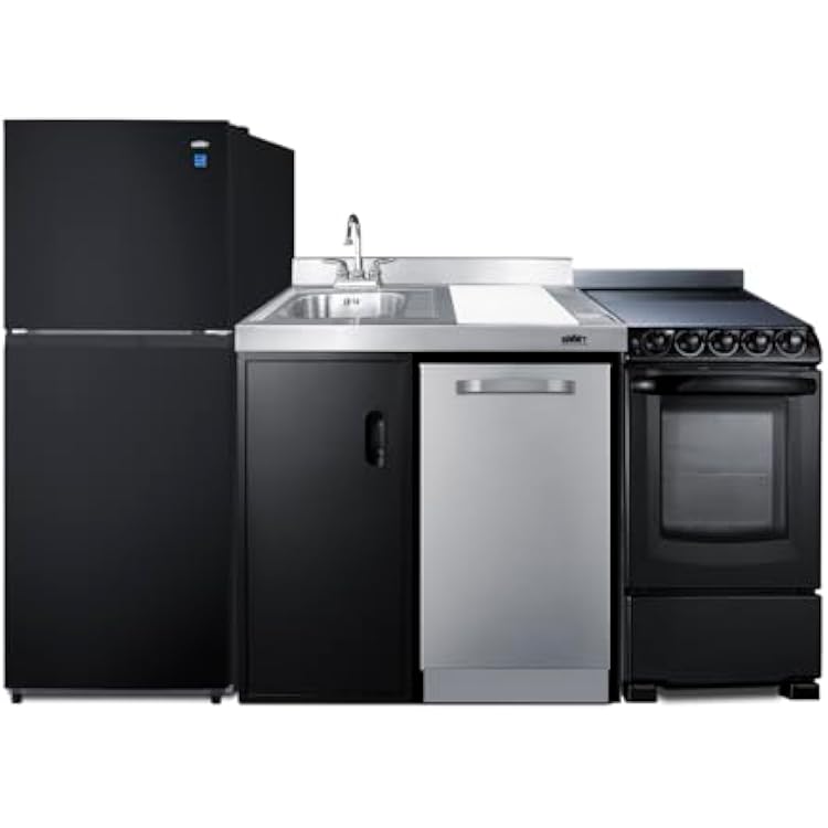 Summit 80 All-in-One Kitchenette, Full Sized Refrigerator-Freezer, Dishwasher, 4-Burner Electric Range, Sink - ACK80HT