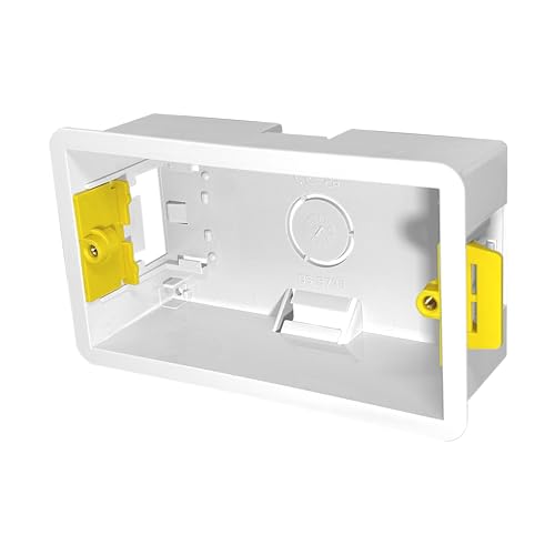 Evoges 2 Gang Dry Lining Back Box 47mm | Deep Electrical Wall Box for Plasterboard | Fast-Fit Design (Pack of 1)