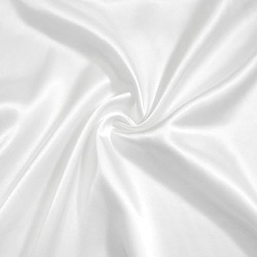 Shah Textiles White Plain Polyester Silky Smooth Satin Fabric Lining Material Wrinkle-Resistant Easy Drape Suitable for Wedding Dresses Crafting & Soft Decoration 150cm Wide (Sold by 3 Meter)