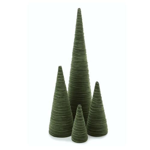 Image of Your Heart's Content Velvet Trees Set of 4 Olive, Modern Mantle, Elegant Entryway, Green Valentine Tree Tabletop, Holiday Table Centerpiece, Cozy Gift for (Olive)