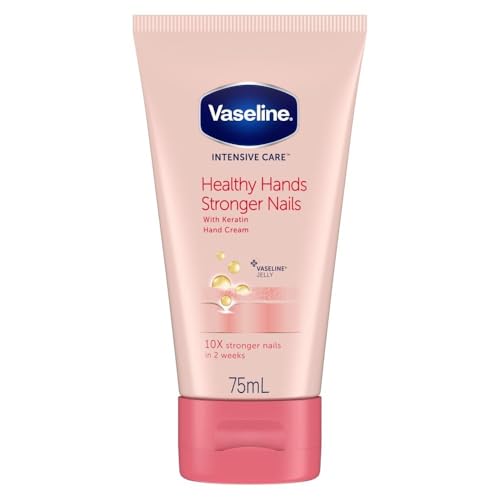 Image of Vaseline Healthy Hands Stronger Nails Hand Cream 75ML - Keratin Enriched Intensive Care Moisturizer for Dry Hands & Nail Strengthening