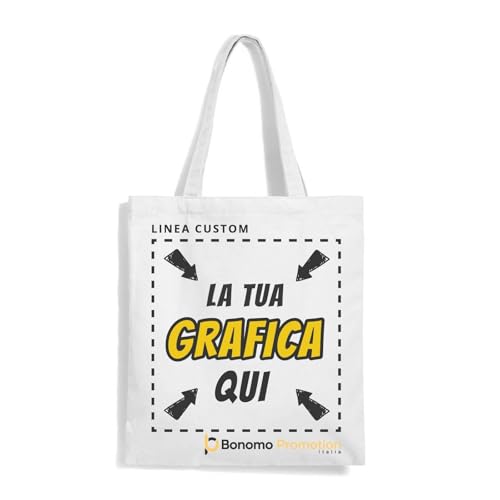 Bonomo Promotion Italia Shopper Personalizzata con Foto e Scritta - con manici 67 cm dimensioni 38x45