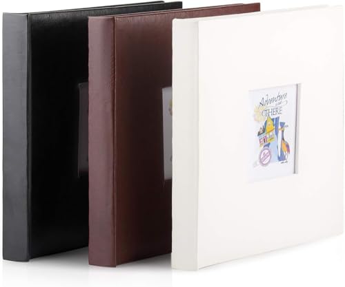 Álbum de fotos artesanal de cuero marrón para scrapbooking DIY, 10,5" x 10,5", 60 páginas, para fotos de 3x5 a 8x10, con pegamento y adhesivos decorativos miniatura 6