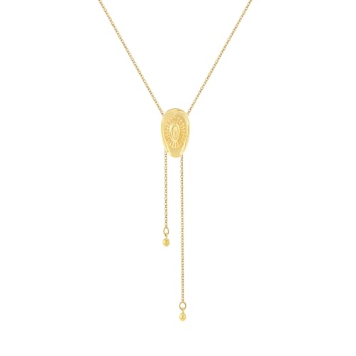 Western Gold Bolo Tie Necklace Long Chain Dainty Cowgirl Hat Y Necklace For Women Non Tarnish