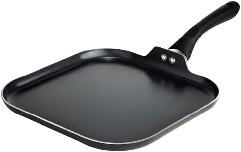 Ecolution Artistry Nonstick Square Griddle, Easy To Clean, Comfortable Handle, Even Heating, Dishwasher Safe Pots and Pans, 11-Inch, Black