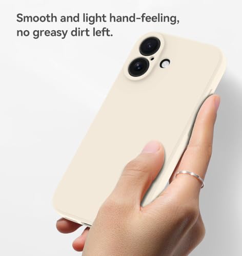 Image of DIZORO Square Microfiber Candy Case Compatible for iPhone 16 Plus Shockproof Slim Back Cover Liquid Silicone Case - Stone Grey
