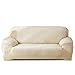 PETCUTE Copridivano Elasticizzato 3 posti Fodere per Divano in Velluto Copridivano Spesso Copri Divano Beige