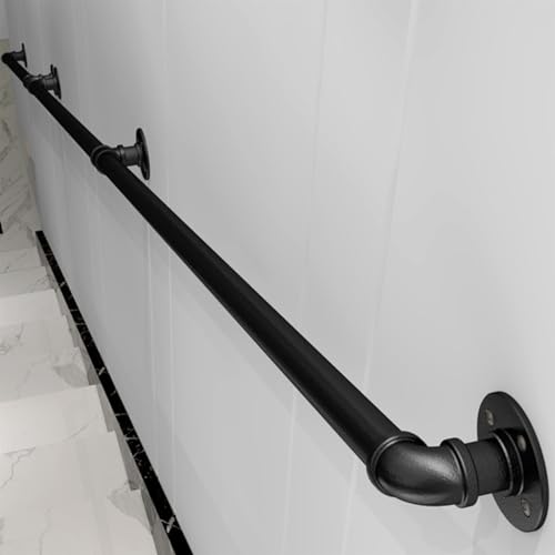 Rampes d'escalier industrielles 11ft en fer noir pour escaliers de porche et cour de maison - 4