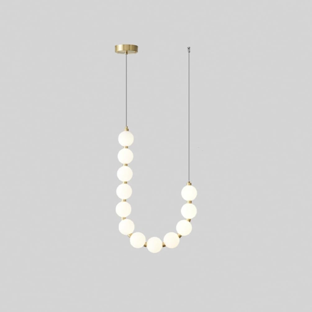 LYMSXAZOU Mid-Century Gold Chandelier Pendant Light with Acrylic Shades - Elegant White Globe Ceiling Fixture for Dining Room, Living and Bedroom(Gold,White Light)