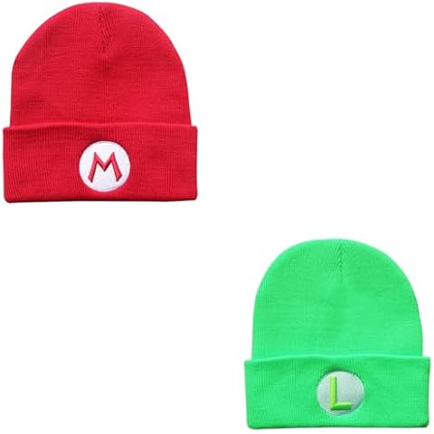Kids Warm Knit Hat Beanie Game Beanie Hat Girls Winter Beanie Hat Adults Adolescents (Red Green) Cover