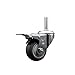 Thermoplastic Rubber Swivel Threaded Stem Caster - 3" x 1.25" Gray Wheel and 5/8" Stem & Total Locking Brake - 210 lbs Capacity/Caster - Service Caster Brand