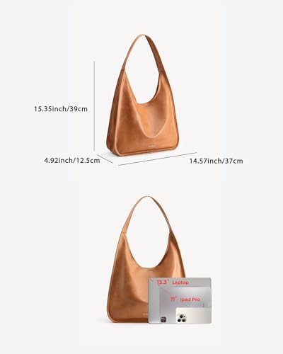 Image of NEWBELLA Hobo Purse, PU Leather Shoulder Bag, Tote Handbag for Work and Travel (Yellow)