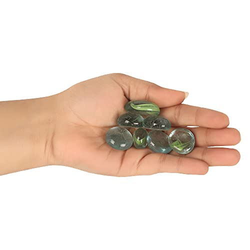 Image of Color Stone Decorative Shiny Glossy Flower Glass Pebbles for Vase Fillers Plant Pots Home Table Garden & Outdoor Decoration (Clear Green Leaf 2Kg)