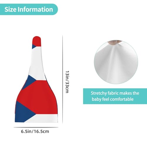 Flag of The Czech Republic Print Newborn Baby Hat, Soft Top Knotted Beanie Cap, Cute Infant Headwear for 0-6 Months Welcome Party Black4