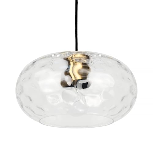 Image of 11 inch Hammered Glass Shade Replacement for E26 Pendant Light, Chandelier, Table Desk Floor Lamp and Wall Sconce, Clear Transparent Lampshade for Vanity Light, Dia 11 inch, Height 5.5 inch, Fitter 1.65 inch
