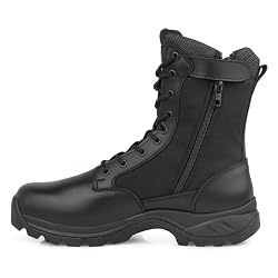 LUDEY Cómodas Botas Tácticas Militares para Hombres Botas de Combate Ligeras Cuero de plena flor/Ante Botas de Montaña Con Cremallera Lateral Model-928-Negro-42EU