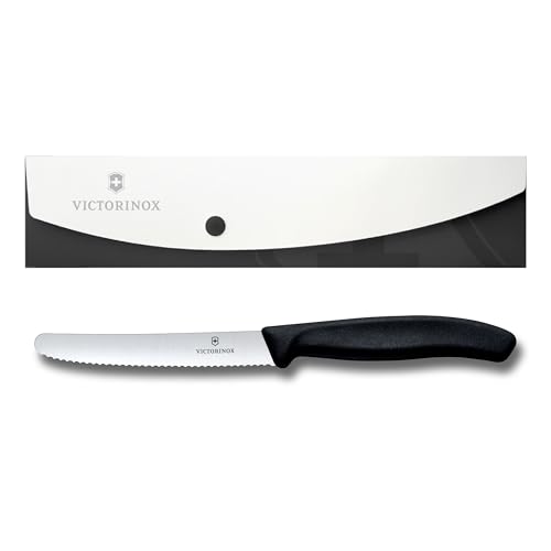 VICTORINOX(ビクトリノックス) 包丁セット 食洗機対応 ペティナイフとナイフケースの2点セット 11cm 波刃 ブラック アウトドアでも活躍する包丁と包丁ケース ナイフケースセット スイスクラシックP0000058