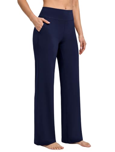 JEKAOYI Womens Wide Leg Yoga Pants Casual Trousers Pants with Pockets Navy - image 1