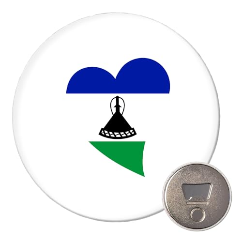 Huuraa Magnet Lesotho Flagge Herz 59mm Kühlschrankmagnet r& Flaschenöffner Geschenkidee