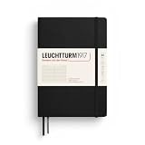 LEUCHTTURM1917 Cuaderno Medium (A5) Tapa dura, Negro, Rayado | 251 páginas numeradas, cosido a hilo, índice, 2 marcapáginas