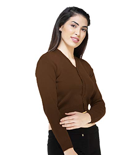 Image of Women Winter Wear V-Neck Full Sleeves Regular Fit Woollen Blouse