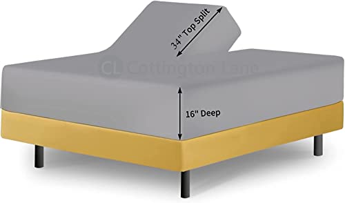 Split Head King Fitted Sheet For Adjustable Bed - Top Split King Fitted Sheet Only - King Size Split Top Fitted Sheet - Flex Head King Size Fitted Sheet Down 34 Inches From The Top(Light Grey) #TOP5