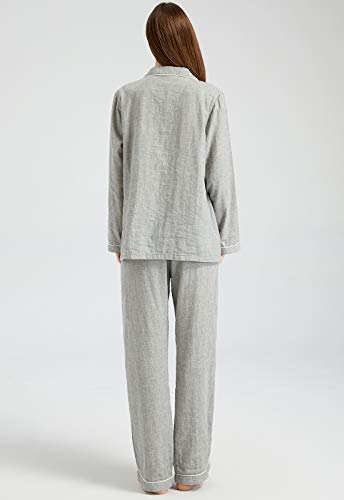 Womens Pajama Sets 100% Double Gauze Cotton Linen Like Muslin Pajamas Long Sleeve Button Down Sleepwear Soft Pjs Lounge Set4