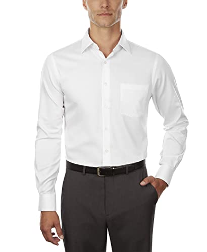 Van Heusen Men's Lux Sateen Fitted Solid Spread Collar Dress Shirt