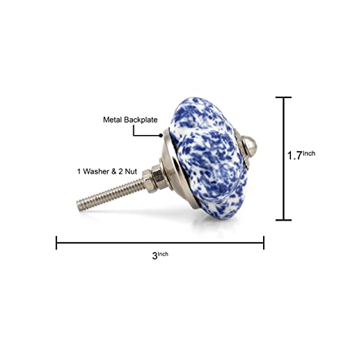Image of Craft Trade Ceramic Dresser Knobs for Drawer Wardrobe Kitchen Cabinet Furniture Desk Dressers Cupboards Vintage Assorted Decorative Pull Handle Interior Decor Hardware - Pack of 20, Blue