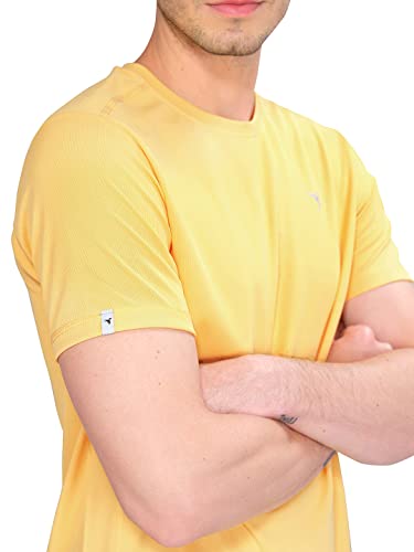 Image of TECHNOSPORT Men's Slim Fit Polyester Activewear Sports T-Shirt with Moisture-Wicking Comfort for Workout, Running & Gym