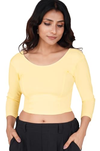 Image of Fressia Fabrics Women's Cotton Readymade Saree Blouse Stretchable Crop Top Choli Bustier Top