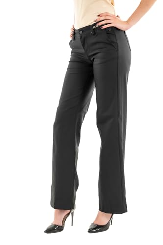 Freeman T. Porter - Schwarze Hose mit geradem Schnitt und dekorativem Schmuck, Schwarz , 26W