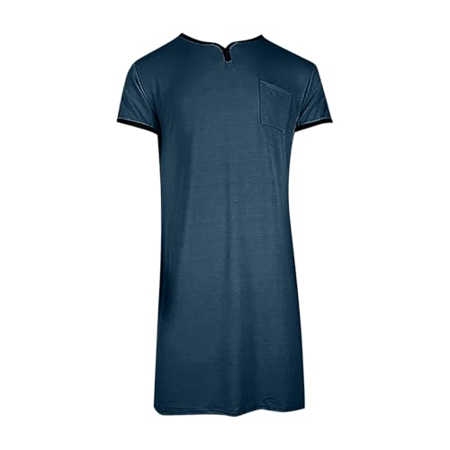 Men's Loose Fit Nightshirt Short Sleeve Henley Sleepwear with Pocket Lightweight Pajama Shirt Big & Tall Nightgown3