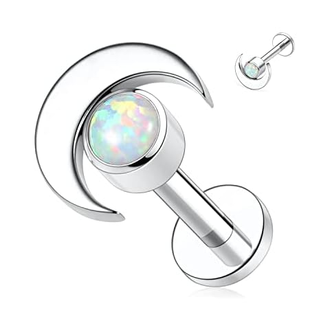 FUNLMO G23 Titanium Labret Studs 16G Lip Piercing Internally Threaded Medusa Ring Cartilage Monroe Piercing Jewelry, Metal, other Cover