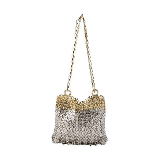 Image of Novelty Metal Sequins Purse Hollow Out Metallic Evening Bag Glittering Ladies Crossbody Bag Beaded Bag for Party