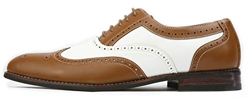 Image of Ferro Aldo Men's Wingtip Oxford Dress Shoes | Classic Brogue & Two-Tone Spectator Styles | Formal Wedding Business Party Shoe