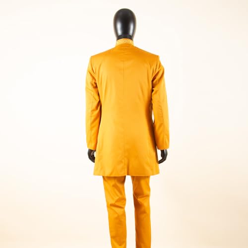Men`s Suit Slim Fit Embroidery Gold Chain Single Breasted Print Blazer and Trousers Set African Clothes 6