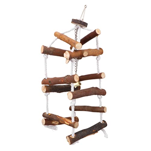 HEMOTON Wooden Parrot Swing Three Hanging Pendant for Cage Fashionable Cotton Rope with Buckle Playground for Parakeets Conures and Lovebirds Engaging Bird