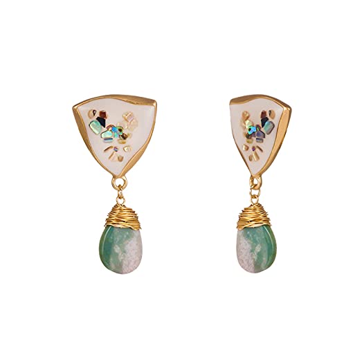 Boucles d'oreilles pierre naturelle triangle le cadeau bijoux vintage idéal femme