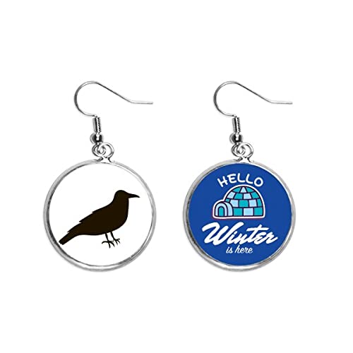 Pendientes de cuervo negro ligeros que no pesan para orejas sensibles con diseño invernal
