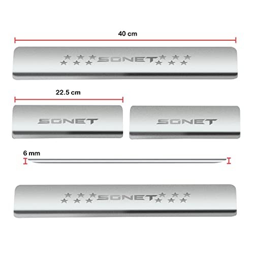 Image of AC Door Sill /Foot Step Stainless Steel Scuff Plate Plates Compatible with Kia Sonet (Set of 4 Pcs)