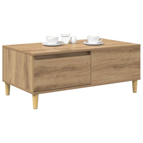 vidaXL Mesa de Café con cajón Roble Artesanal 90 x 50 x 35 cm, Mesa de café Moderna y Duradera, diseño Minimalista, Almacenamiento Funcional, Centro de Sala contemporáneo