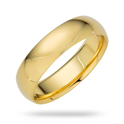 EWB Signature Jewelry Classic 5mm Solid Gold Wedding Band in 10K Yellow Gold, Comfort Fit, Finger Size 9