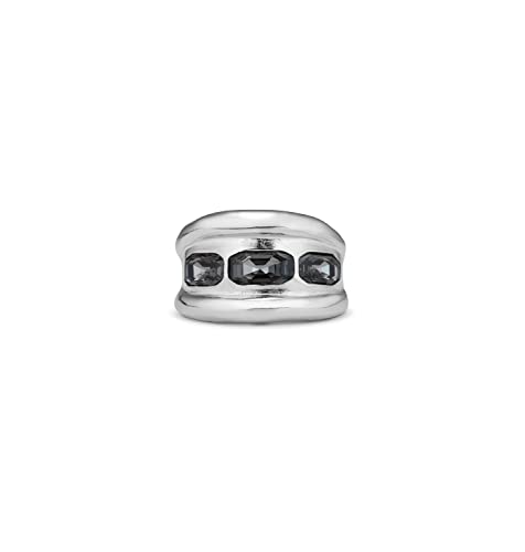 Bague plaquée argent avec 3 cristaux gris Uno de 50 pour femme au style bohème chic