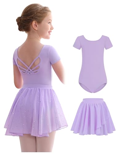 MdnMd Long Sleeve Dance Ballet Leotards for Girls Toddler Skirt Combo Ballerina Dresses Outfit Hollow Knot Back