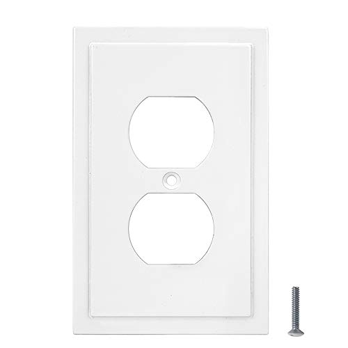 Modern Edge Decorative Wall Plate Switch Plate Outlet Cover, Durable Solid Zinc Alloy (Single Duplex 2Pk, White) #TOP6