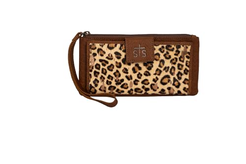 STS Ranchwear Womens Great Plains Haley Leopad Print Leather Zip Around Wallet