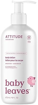 ATTITUDE Baby Lotion, Fragrance-Free Gentle Daily Hydration, Helps Keep Skin Soft & Smooth, EWG Verified, Dermatologically Tested, Vegan, Unscented, 16 Fl Oz