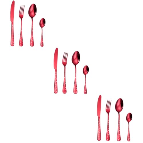 Cabilock 3 Juegos Cuchara y tenedor de Navidad talheres aco inocidavel cuberteria cúter vajilla de acero comiendo rojo cubiertos de navidad divisores vajilla de bistec cubiertos sencillos