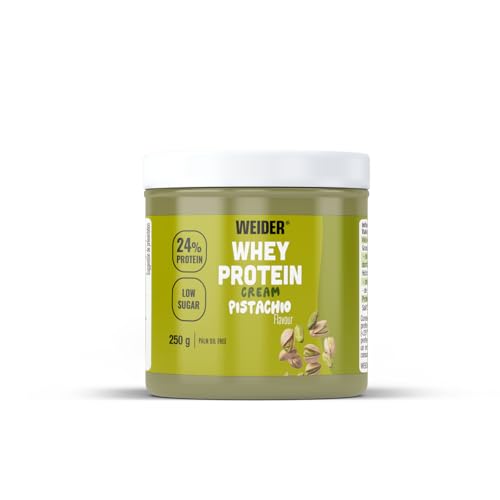 Weider Whey Protein Cream (250g) Sabor Pistacho, Crema de untar con 24% de Proteínas, con Proteína de Suero de Leche, Sin Azúcar Añadido, Sin Aceite de Palma